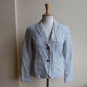 GAP Nwt White and Navy Stripe Linen Cotton Blend Womens Blazer 0